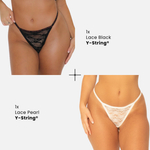 The Duo Pack: 2 Stretch Lace Y-Strings® (With Cotton Gusset)