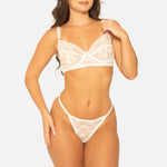 NEW Pearl Stretch Lace Balconette Bra & Y-String® (With Cotton Gusset) Set