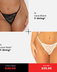 The Duo Pack: 2 Stretch Lace Y-Strings® (With Cotton Gusset)