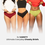 EXCLUSIVE Ultimate Everyday Cotton Cheeky Briefs (With Pad Holder and Pocket) Variety 3 Pack