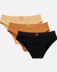 EXCLUSIVE Ultimate Cotton Cheeky Briefs (With Pad Holder and Pocket) Variety 3 Pack - SPICY WEAR