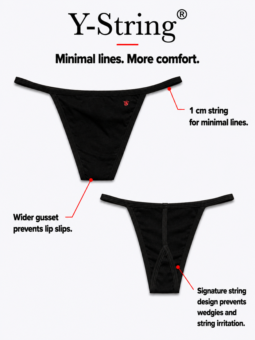 Cotton Y-String wider gusset and signature string design