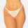 White lace thong on a plain background