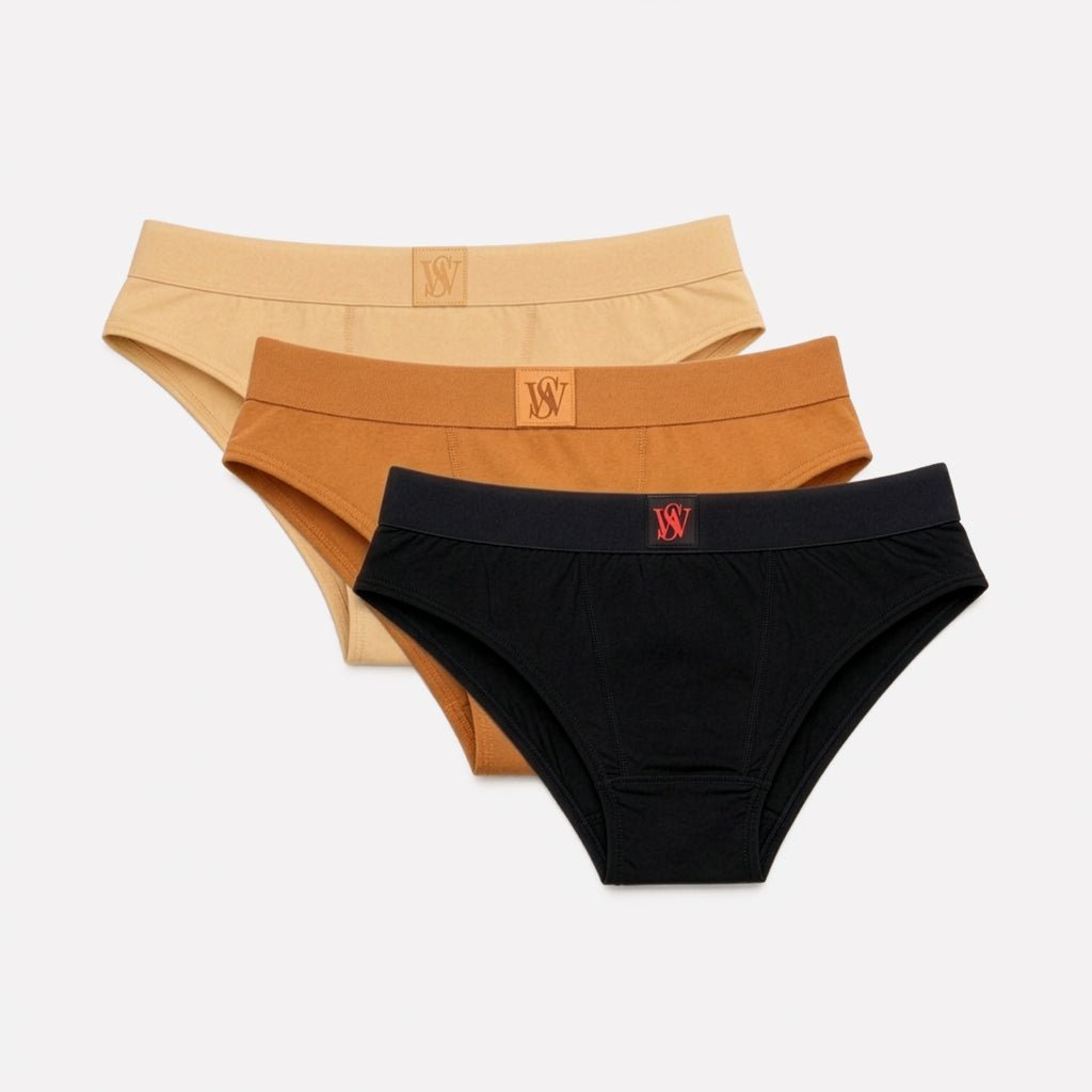 EXCLUSIVE Ultimate Cotton Cheeky Briefs (With Pad Holder and Pocket) Variety 3 Pack - SPICY WEAR