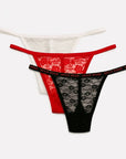 The Lace Pack: 3 Stretch Lace Y - Strings® (With Cotton Gusset) - SPICY WEAR